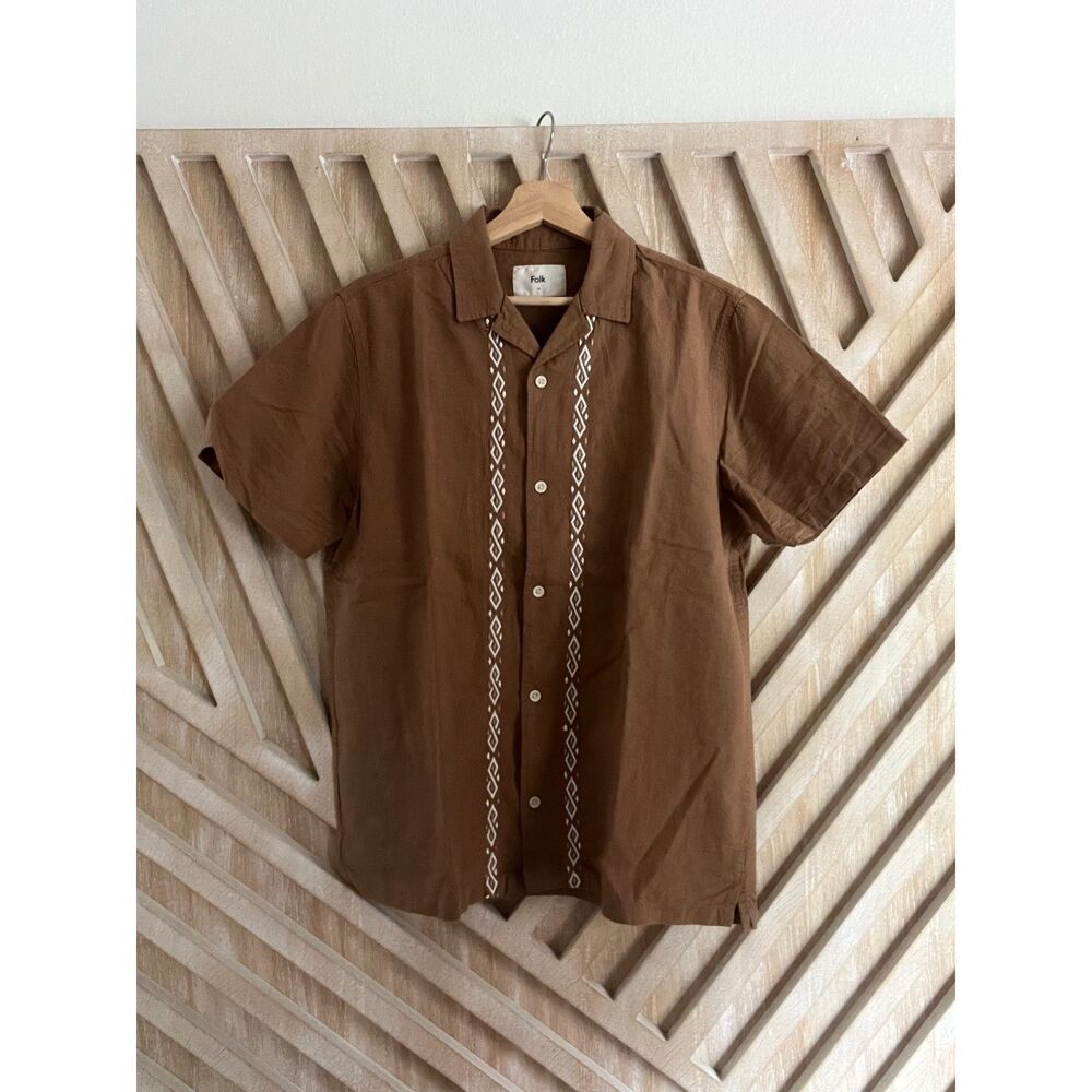 Folk Short Sleeve Patterned Button Up